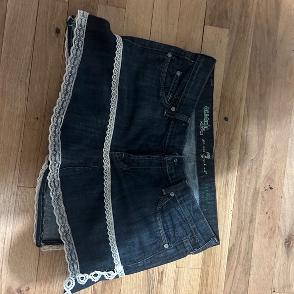 Zara Dark Blue Mini Skirt with White Lace - Picture 3 of 5